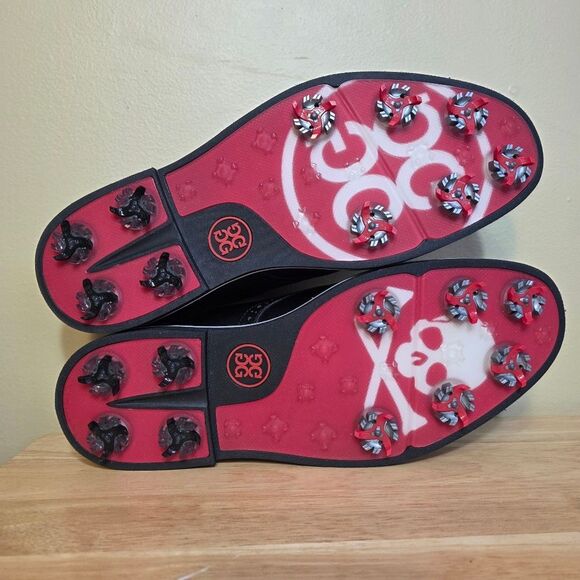 G/Fore Gallivanter G/Lock Onyx Black Leather Pebble Golf Shoes Men's Size 12.5 - Picture 6 of 8